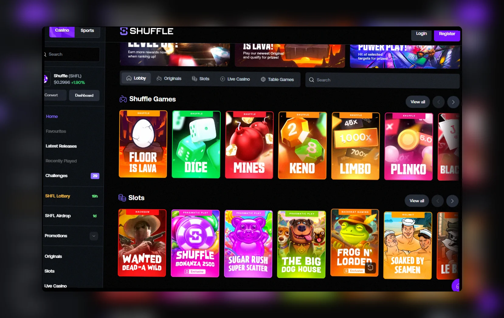 Shuffle Kaszino lobby Magyarország